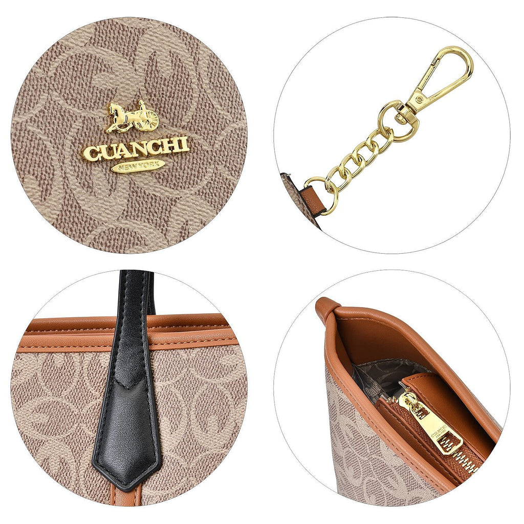 GUANCHI New York Tote Bag With Wristlet - Tan
