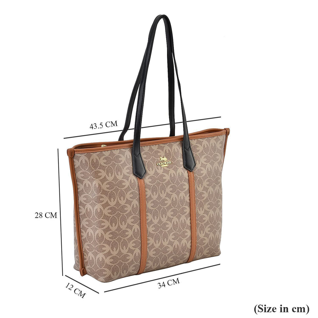 GUANCHI New York Tote Bag With Wristlet - Tan