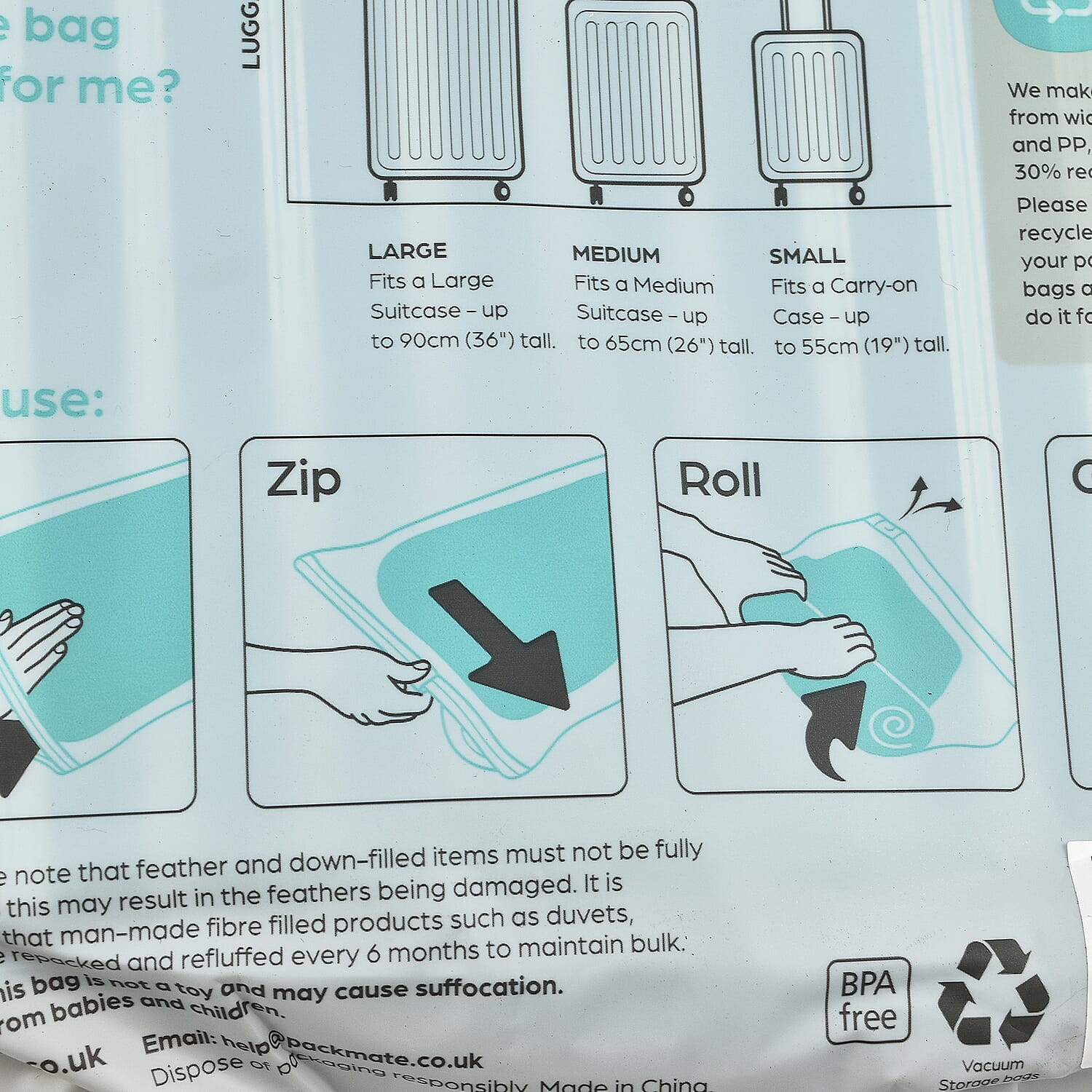 Pack of 2  - Packmate Travel Roll Storage Bags (Size-Large)