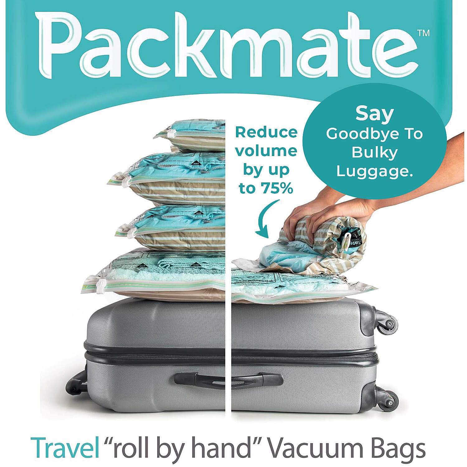Pack of 2 - Packmate Travel Roll Storage Bags (Size-Medium)