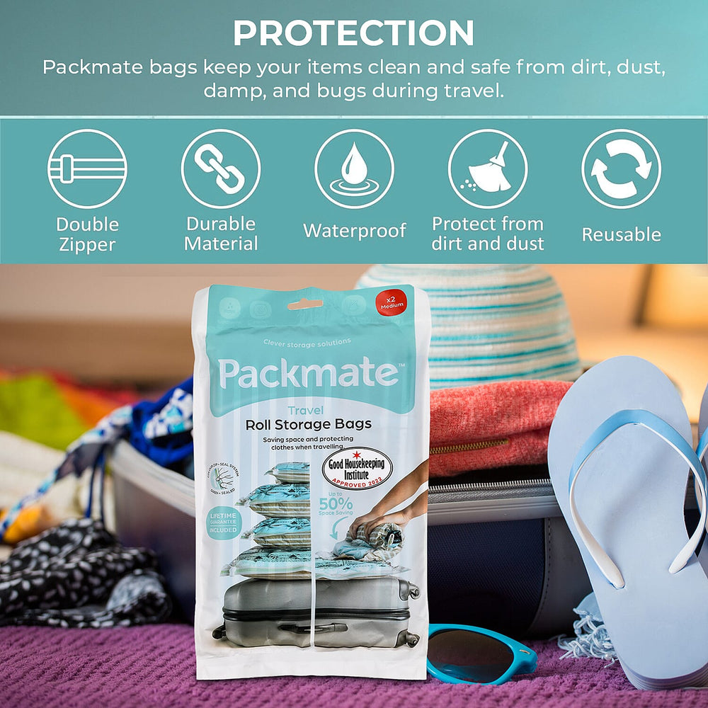 Pack of 2 - Packmate Travel Roll Storage Bags (Size-Medium)