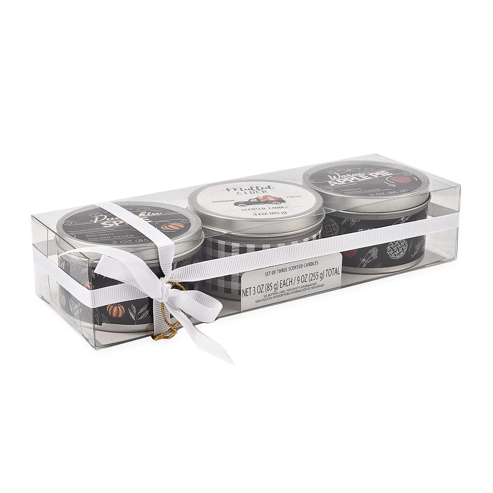 Pack of 3 Tin Candles - Rustic (Pumpkin Spice, Mulled Cider, Apple Pie)