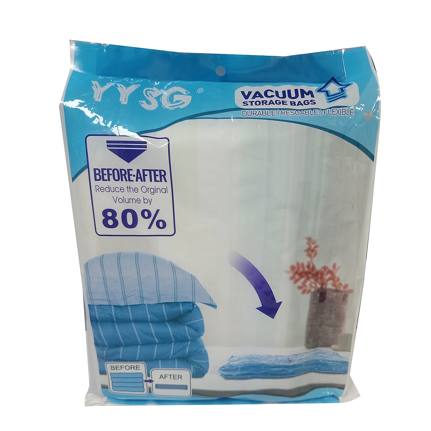 Pack of 6 - Premium Vacuum Storage Bags 2 X Large (100x80cm), 2 X Medium (80x60cm), 2 X Small (60x40cm)