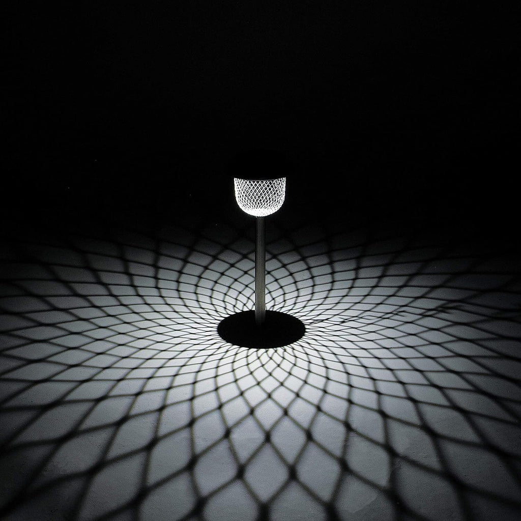 Pack of 6 Solar Stake Lights With Mesh Lampshades - Silver