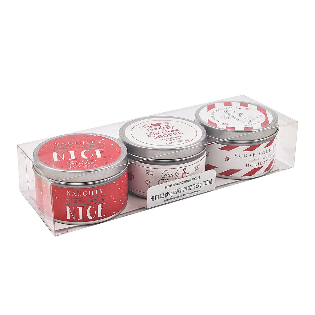 Pack of 3 Tin Candles 3 Oz Candy Canes - Village