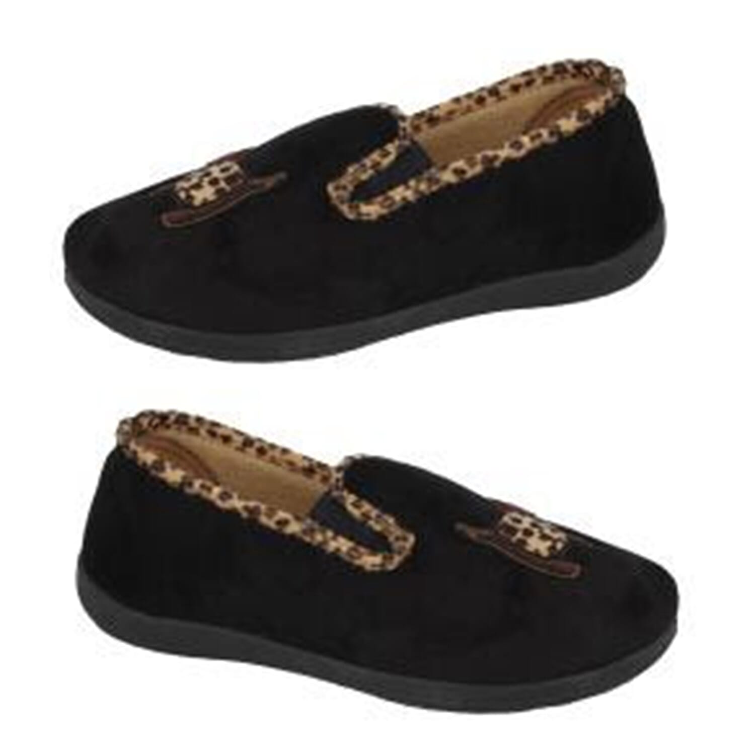 Padders Dandi Memory Foam Slipper with Extra Insock (Size 5) - Black