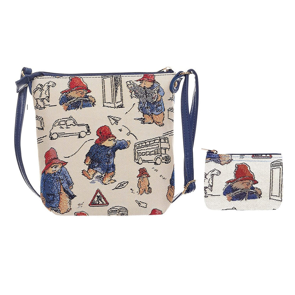 Signare Paddington Woven Sling Bag & Zip Coin Purse - Cream Multi