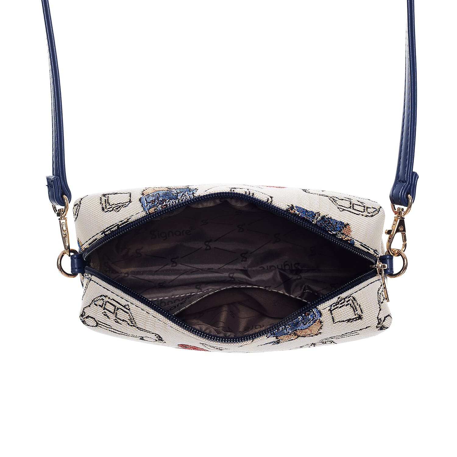 Signare Paddington Crossbody Bag with Wristlet - Cream Multi