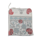 Set of 2 - Floral Printed Cotton Curtain with Tie Back Loops (Size 110x245cm) - White, Teal & Grey