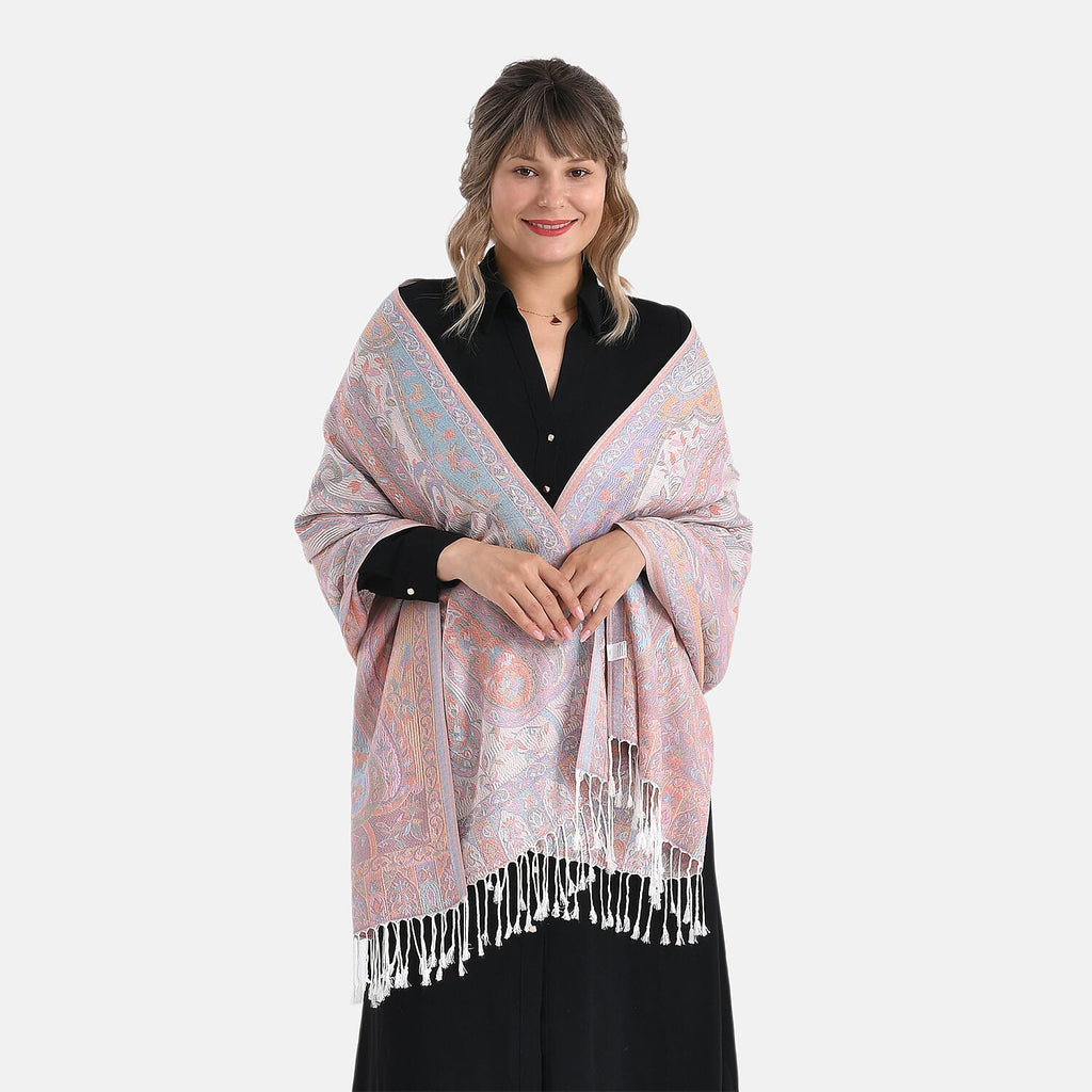 Paisley Print Scarf with Tassels (180x70cm) - Beige