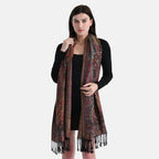 Multicolour Paisley Jacquard Scarf with Tassel (70x180cm)