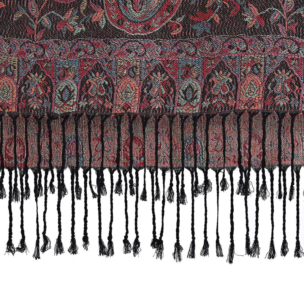 Multicolour Paisley Jacquard Scarf with Tassel (70x180cm)