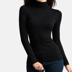Palms Ladies Long Sleeve Lightweight Turtleneck Top (Size 12) - Black