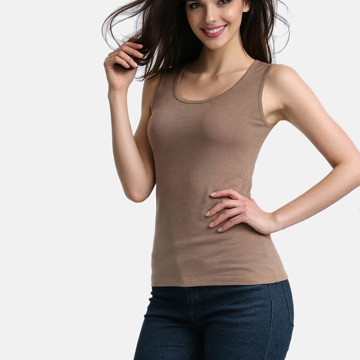 Palms Ladies Sleeveless Lightweight Top (Size 14) - Mocha