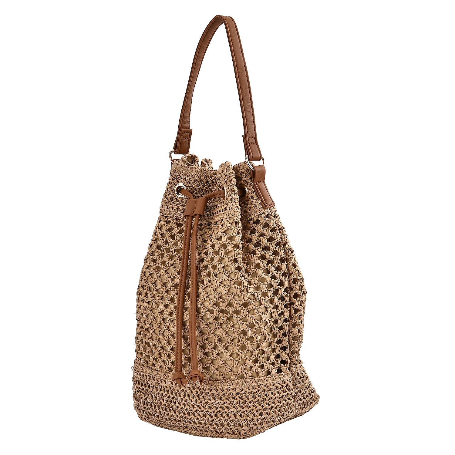 Handwoven Bucket Bag - Coffee