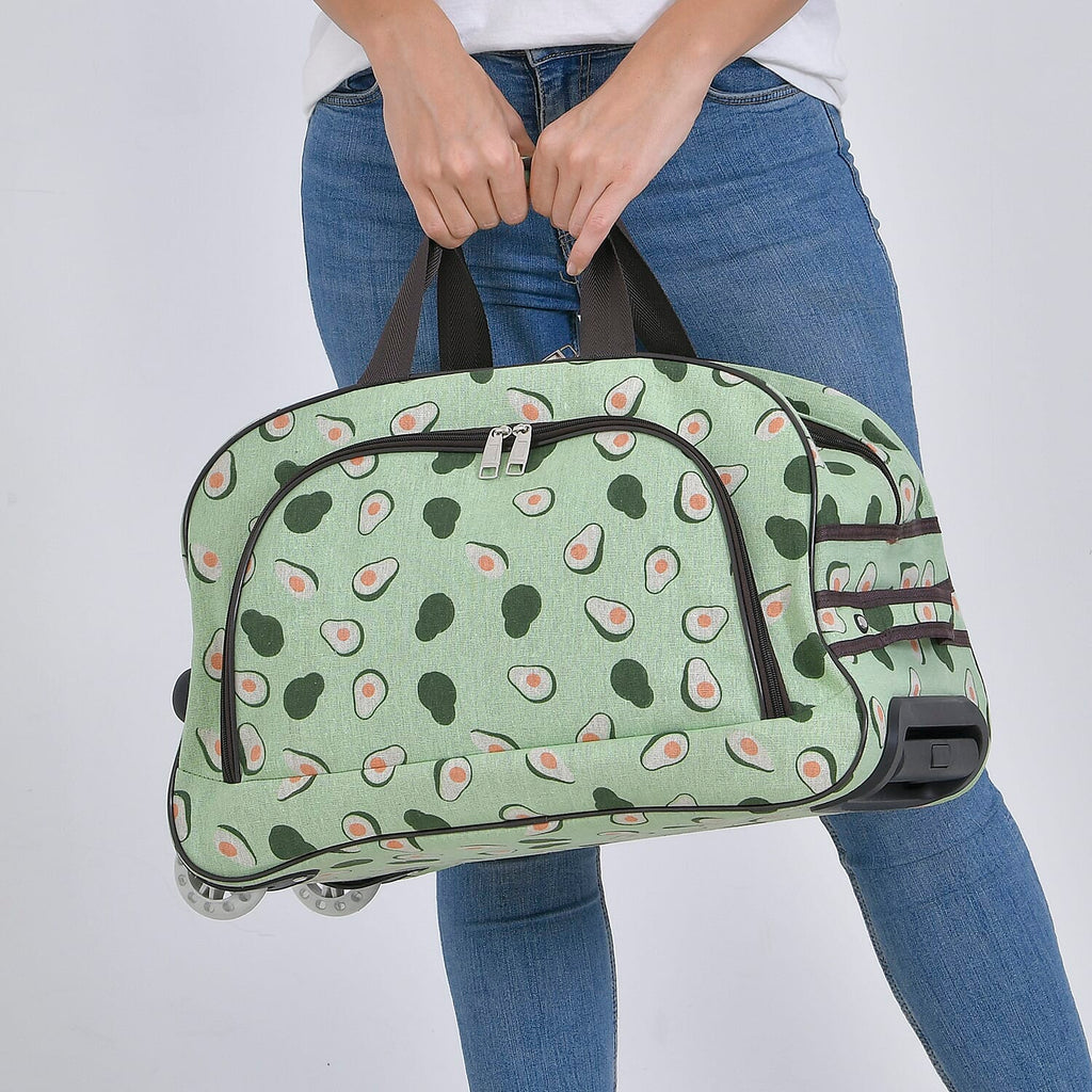 Avocado Printed Travel Bag with Adjustable Handle (Size 50x28x30 cm) - Green