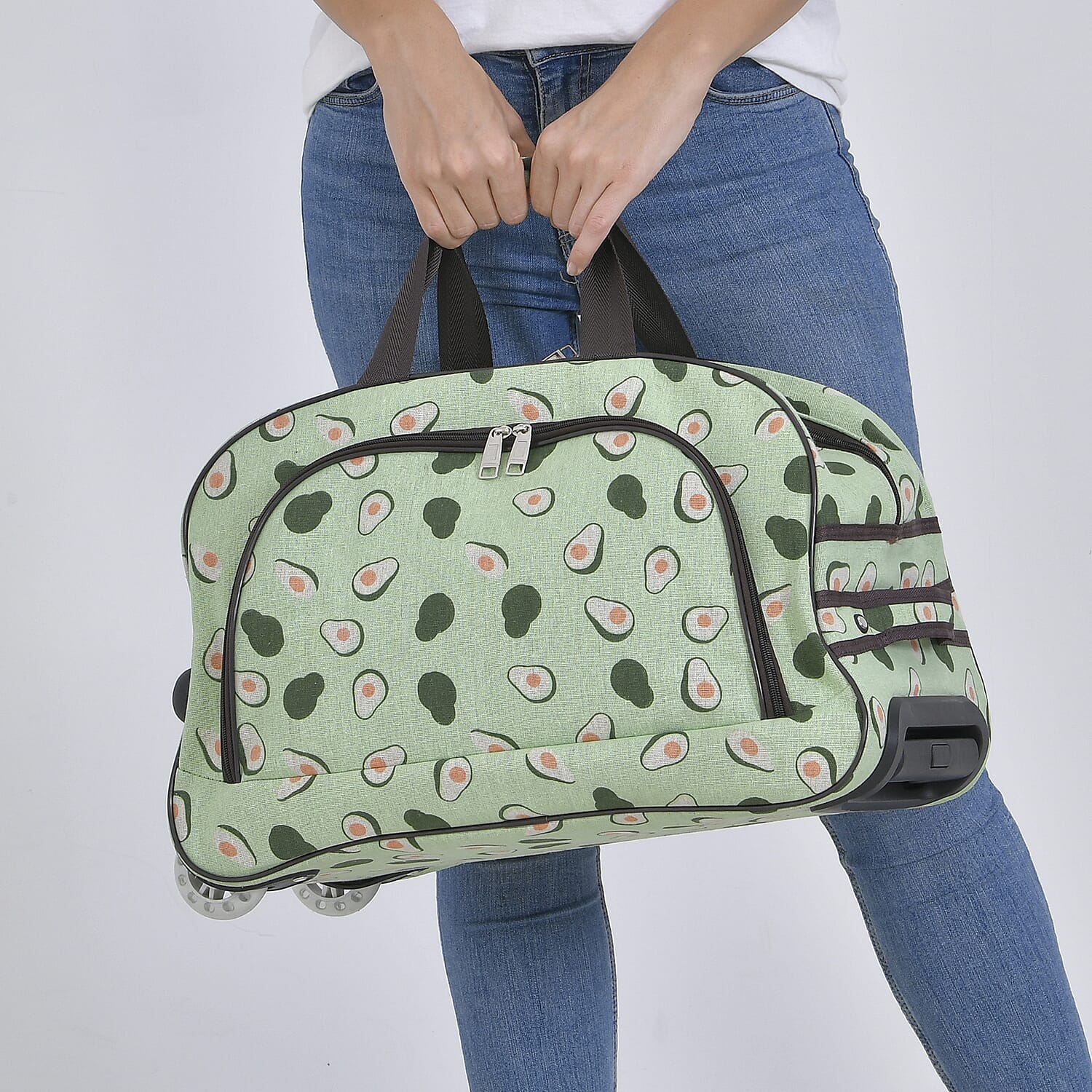 Avocado Printed Travel Bag with Adjustable Handle (Size 50x28x30 cm) - Green