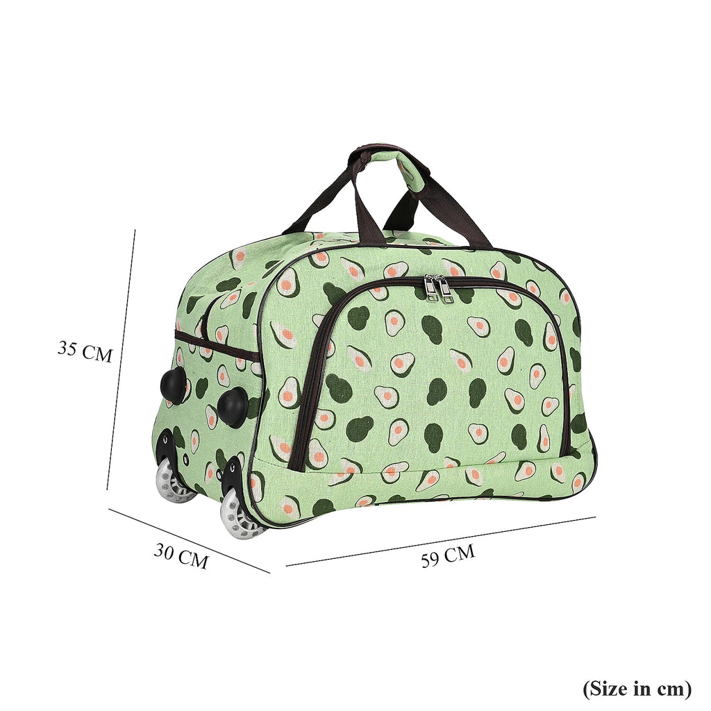 Avocado Printed Travel Bag with Adjustable Handle (Size 50x28x30 cm) - Green