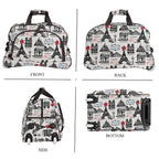 Passage Eiffel Tower Printed Travel Bag with Adjustable Handle - Wheel - White