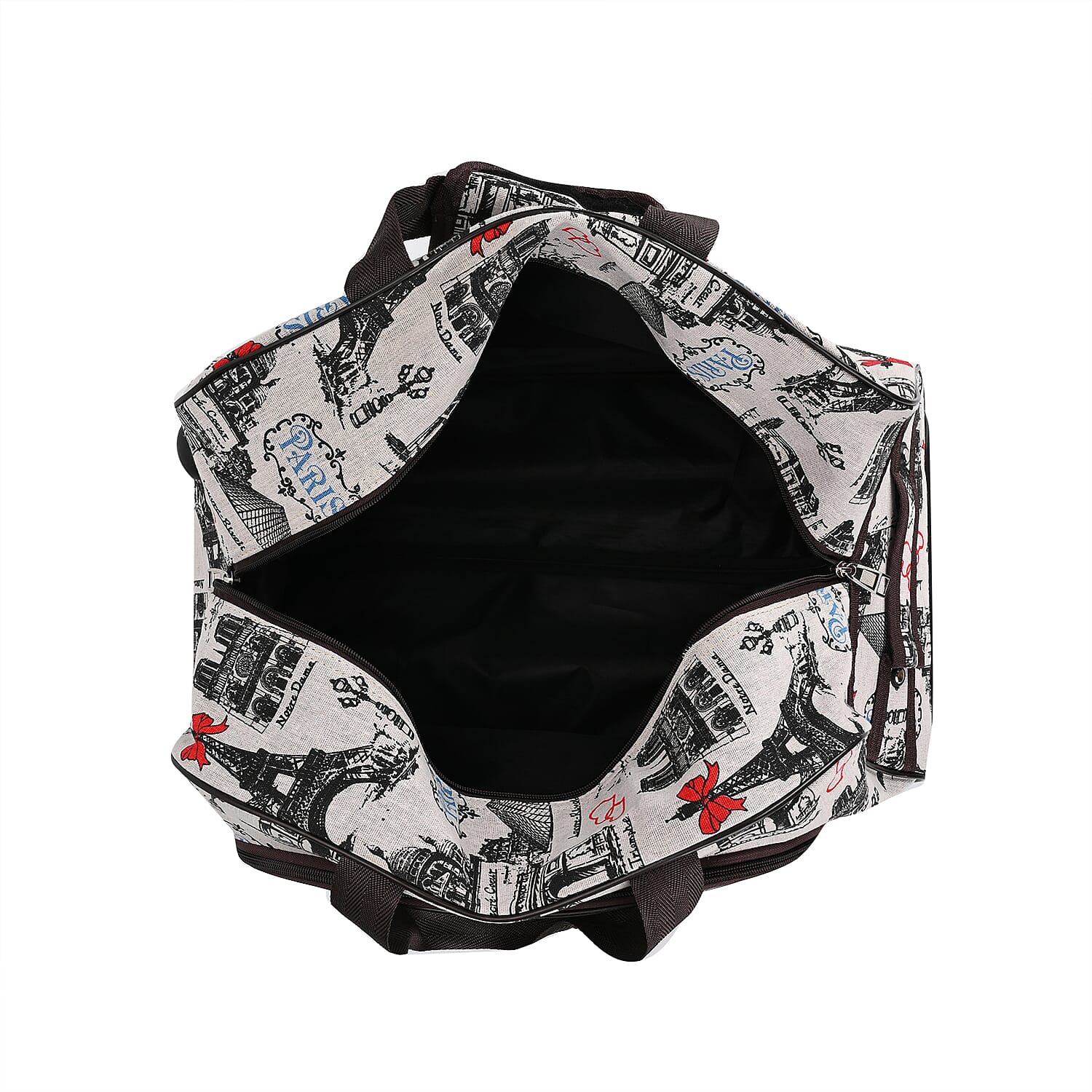 Passage Eiffel Tower Printed Travel Bag with Adjustable Handle - Wheel - White