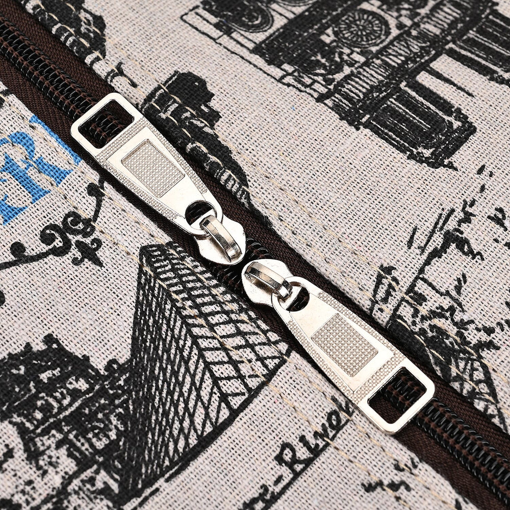 Passage Eiffel Tower Printed Travel Bag with Adjustable Handle - Wheel - White