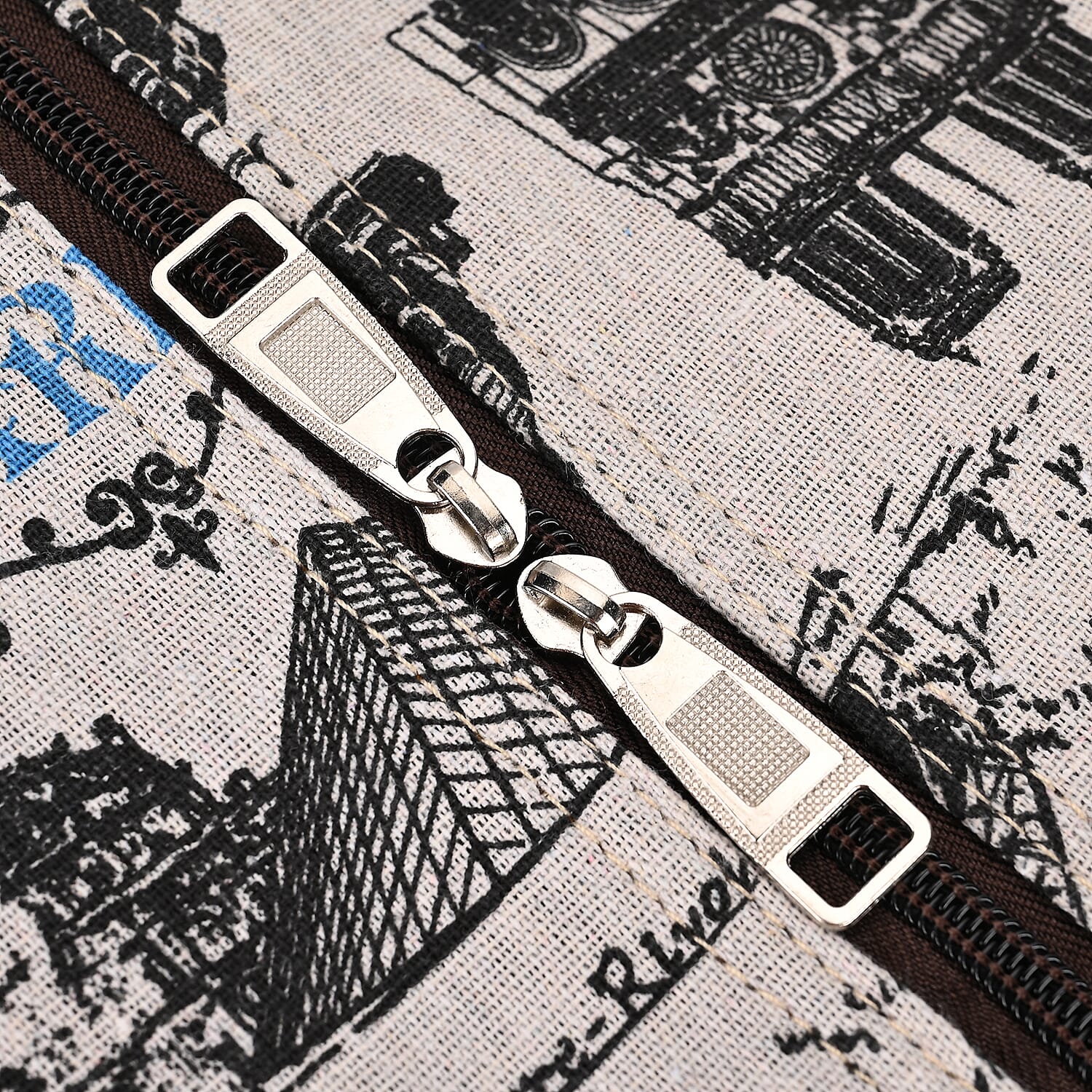 Passage Eiffel Tower Printed Travel Bag with Adjustable Handle - Wheel - White
