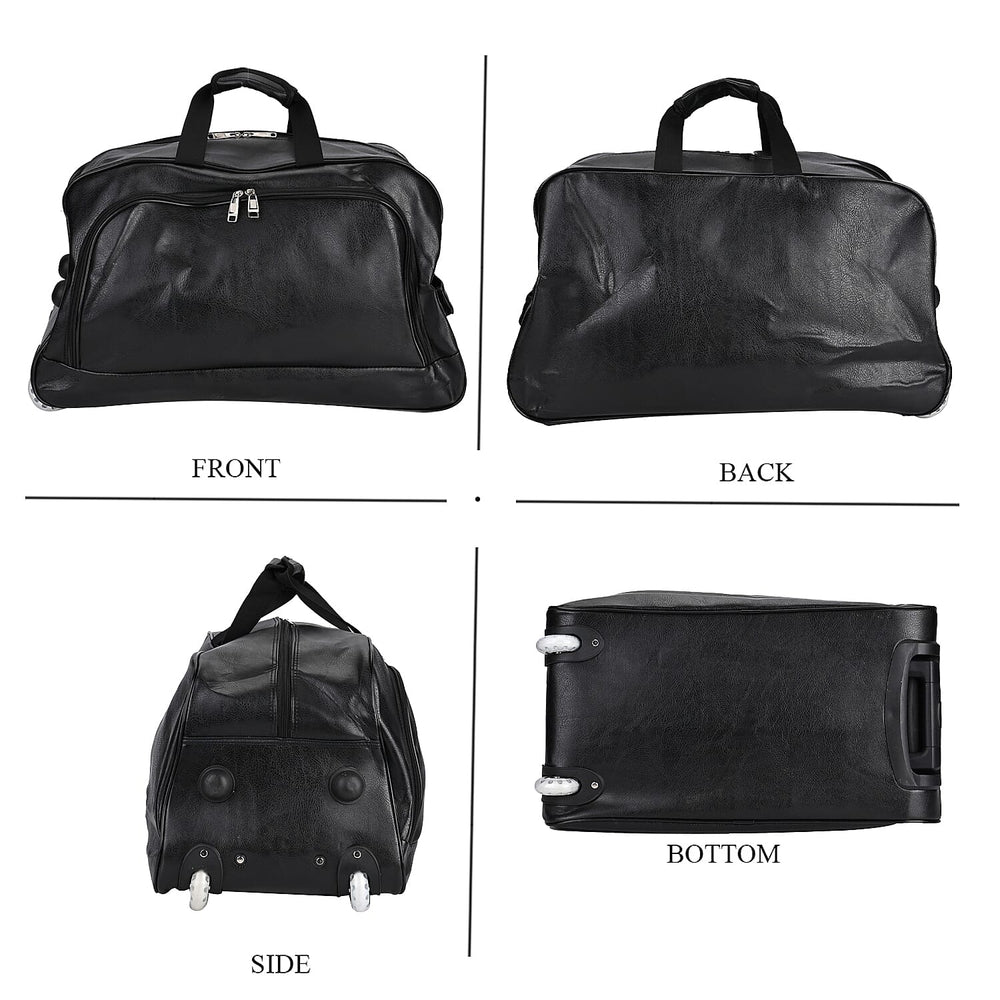 Passage Leatherette Travel Bag with Adjustable Handle - Wheel - Black