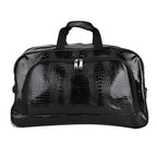 Passage Leatherette Croc Pattern Travel Bag with Adjustable Handle - Wheel - Black