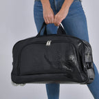 Passage Leatherette Croc Pattern Travel Bag with Adjustable Handle - Wheel - Black
