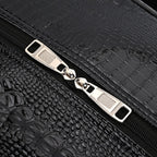 Passage Leatherette Croc Pattern Travel Bag with Adjustable Handle - Wheel - Black