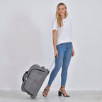 Passage Leatherette Croc Pattern Travel Bag with Adjustable Handle - Wheel - Grey