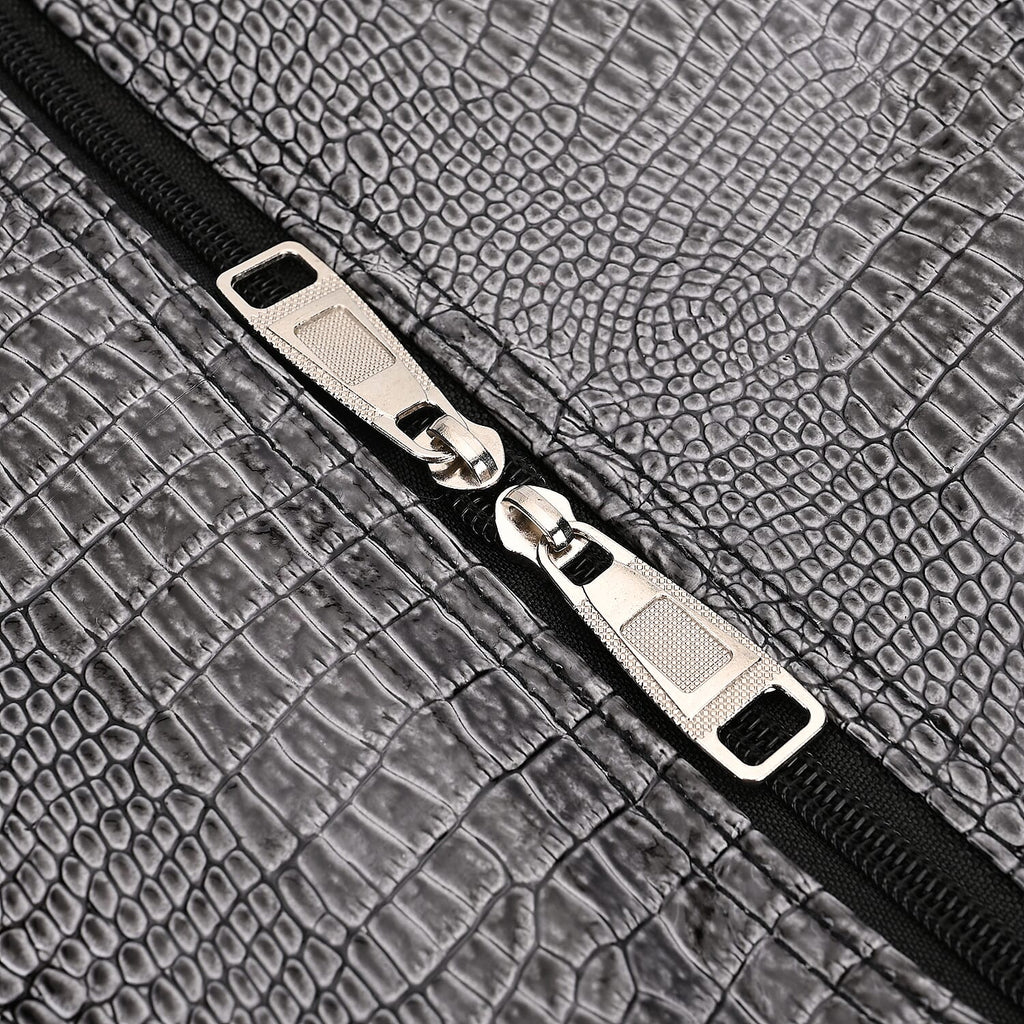 Passage Leatherette Croc Pattern Travel Bag with Adjustable Handle - Wheel - Grey