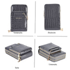 Passage Embossed Crocodile Pattern Crossbody Bag with Card Slot & Shoulder Strap - Charcoal