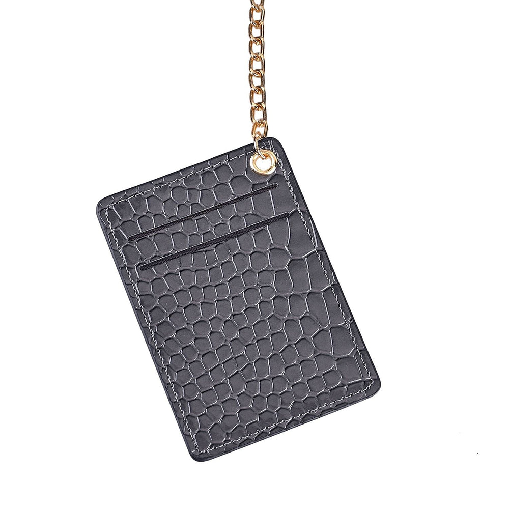 Passage Embossed Crocodile Pattern Crossbody Bag with Card Slot & Shoulder Strap - Charcoal