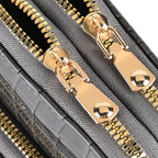Passage Embossed Crocodile Pattern Crossbody Bag with Card Slot & Shoulder Strap - Charcoal