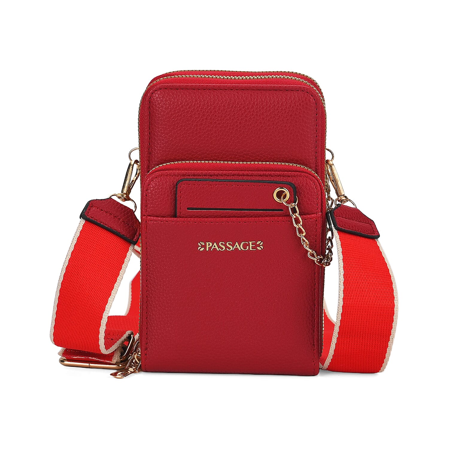 Passage PU Patterned Crossbody Bag (Size 18x6x11 cm) - Red & Black