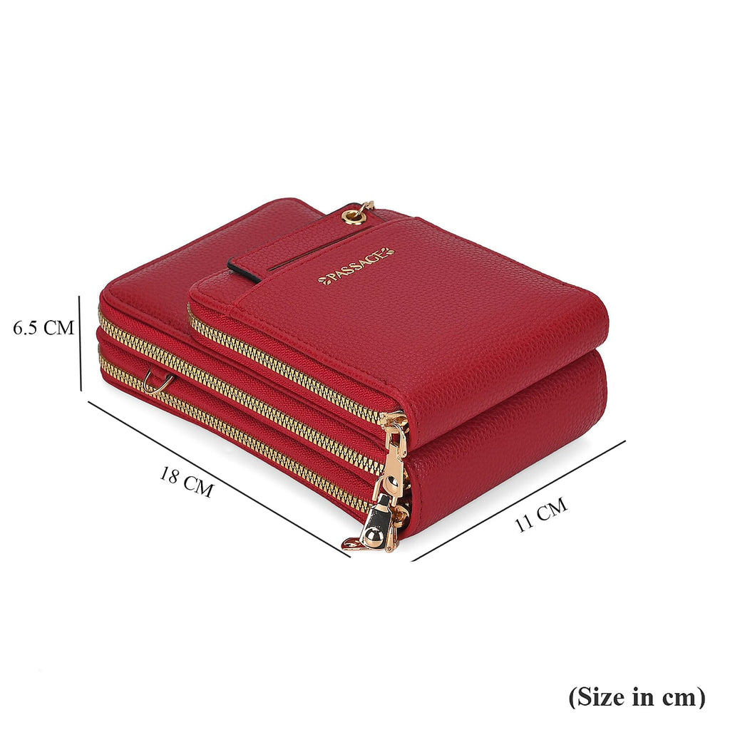 Passage PU Patterned Crossbody Bag (Size 18x6x11 cm) - Red & Black