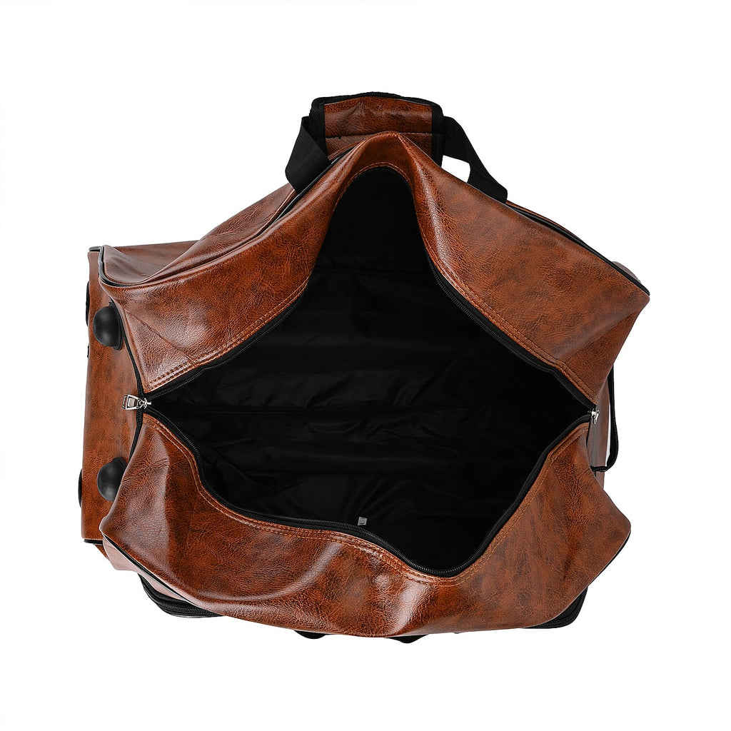 Passage Leatherette Travel Bag with Adjustable Handle - Wheel - Dark Brown