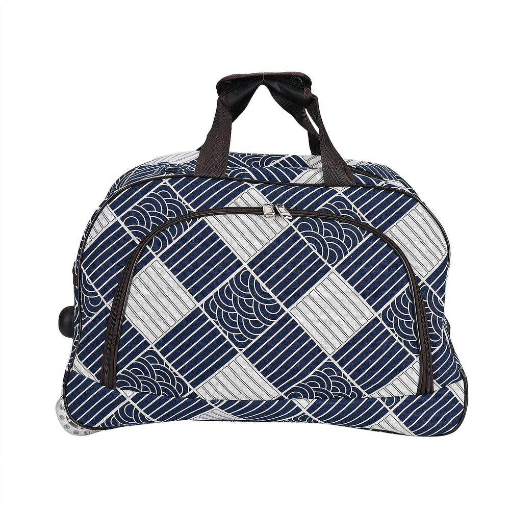 Passage Stripe Pattern Travel Bag with Adjustable Handle - Wheel - Black - White