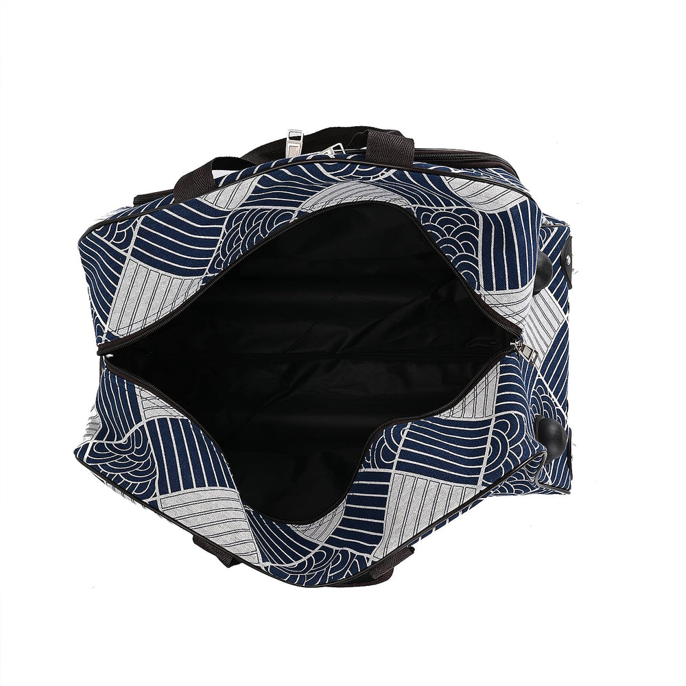 Passage Stripe Pattern Travel Bag with Adjustable Handle - Wheel - Black - White