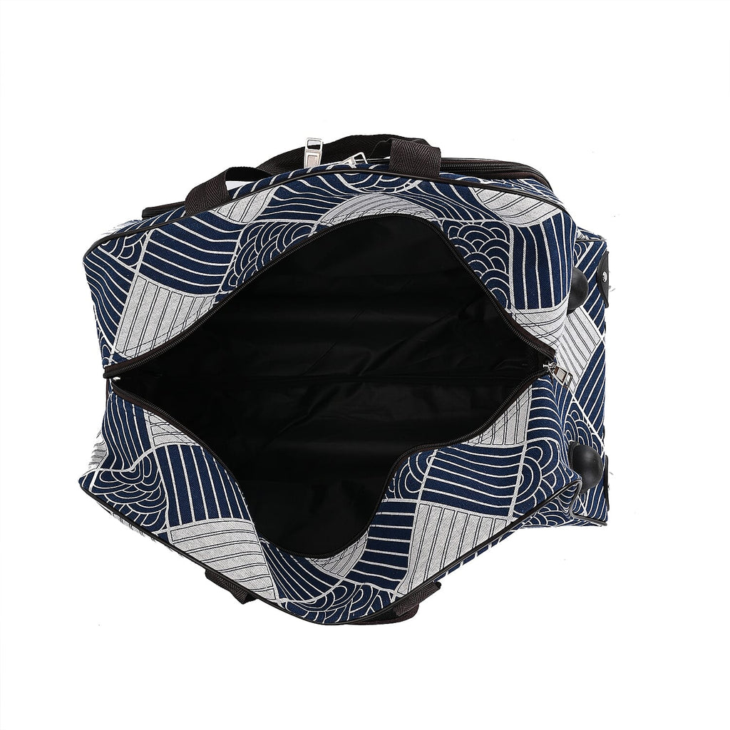 Passage Stripe Pattern Travel Bag with Adjustable Handle - Wheel - Black - White