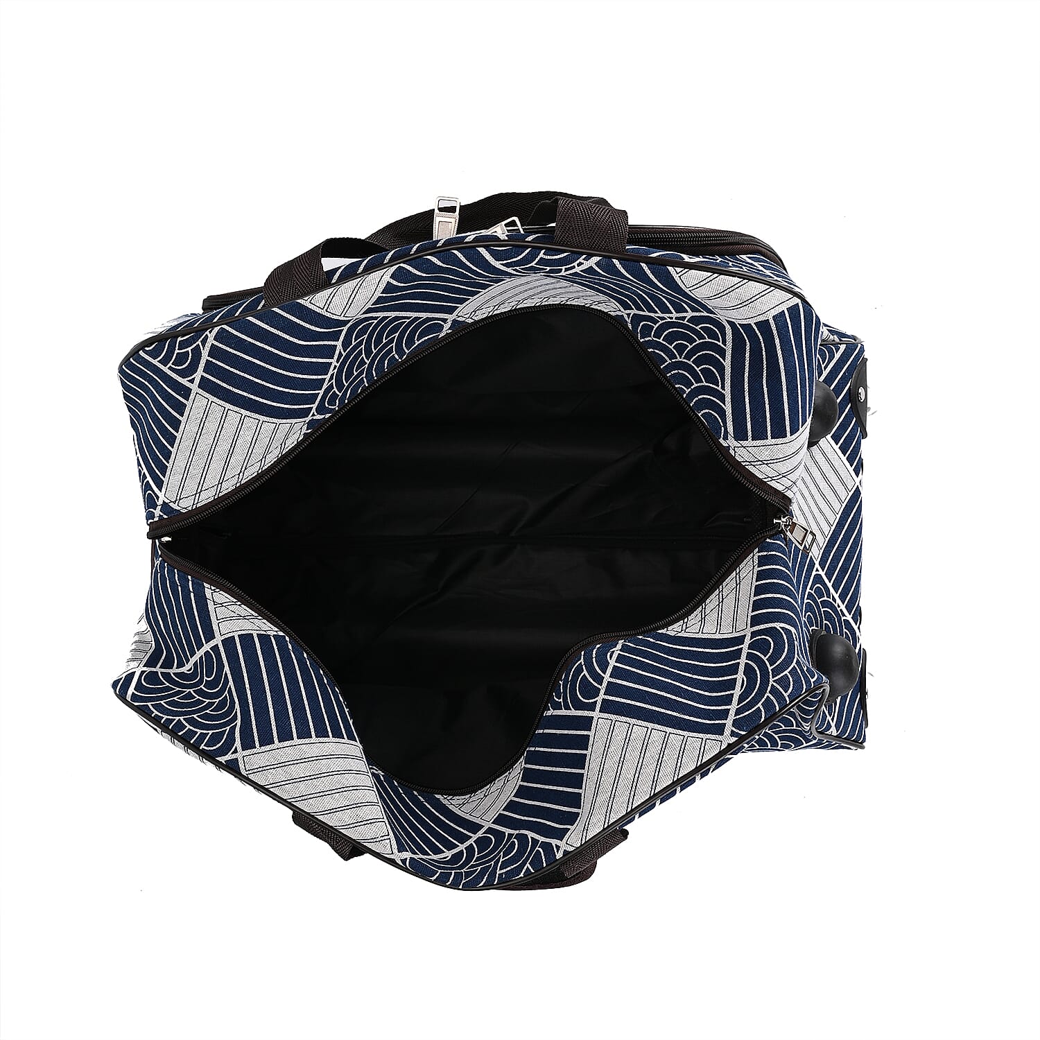Passage Stripe Pattern Travel Bag with Adjustable Handle - Wheel - Black - White