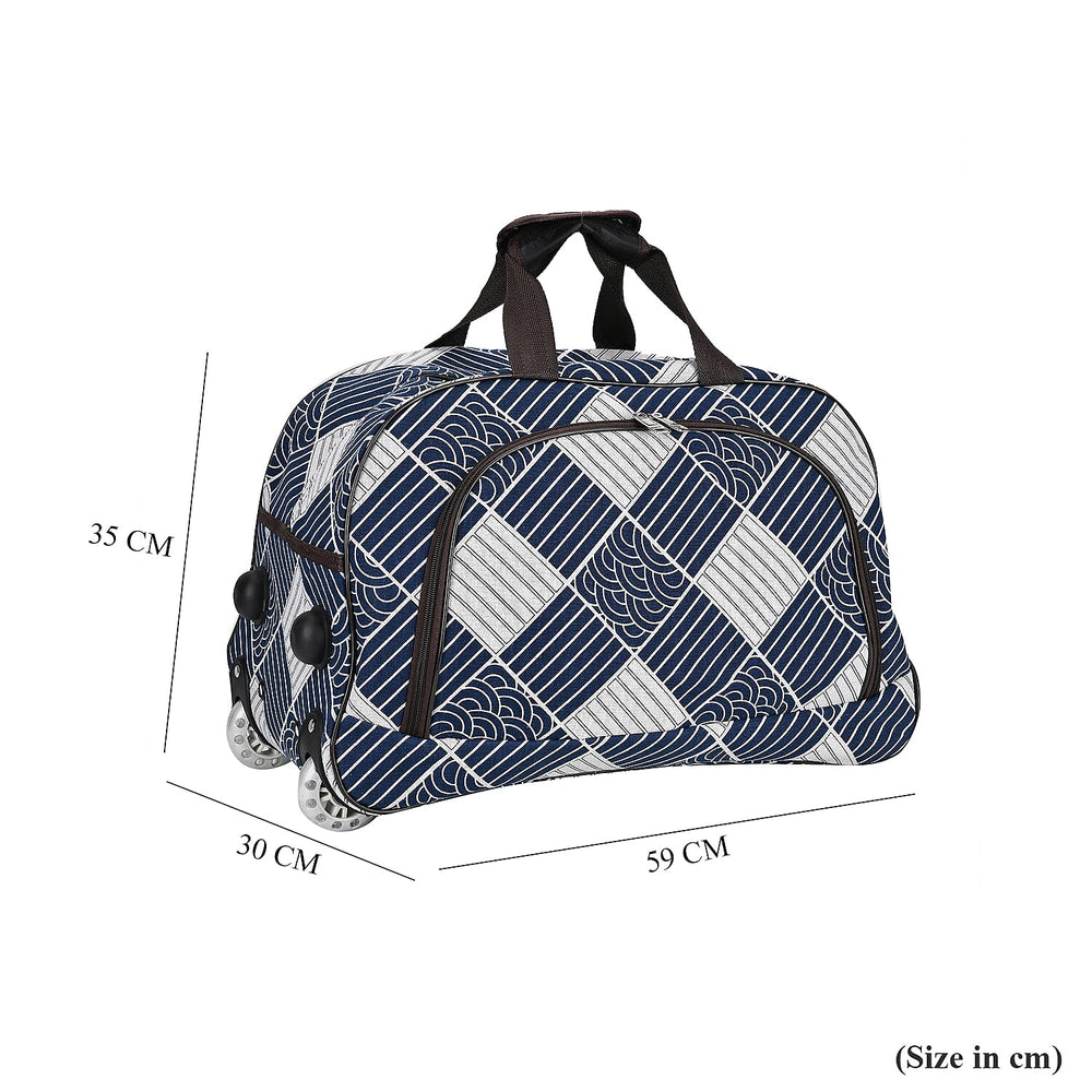 Passage Stripe Pattern Travel Bag with Adjustable Handle - Wheel - Black - White