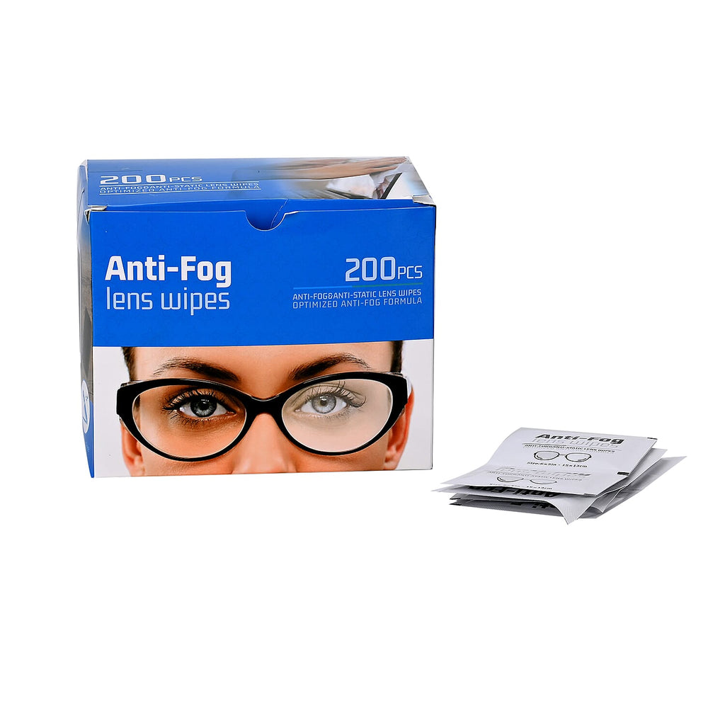 200 Anti-fog Lens Wipes - Cold to Hot Anti Fog - Pre-moistened For Glasses, Sunglasses,  Swimming goggles, Helmets, Mirrors, etc