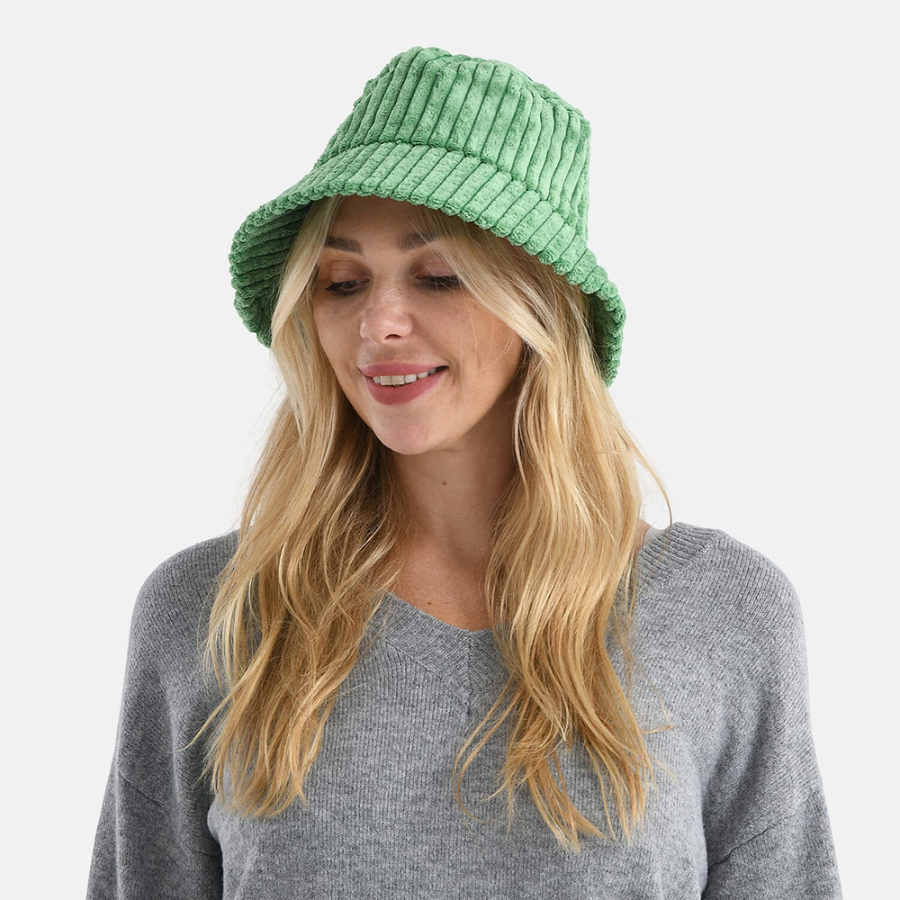 BRAND NEW LAUNCH- Styled By Corduroy Bucket Hat (One Size, 58Cm) - Green