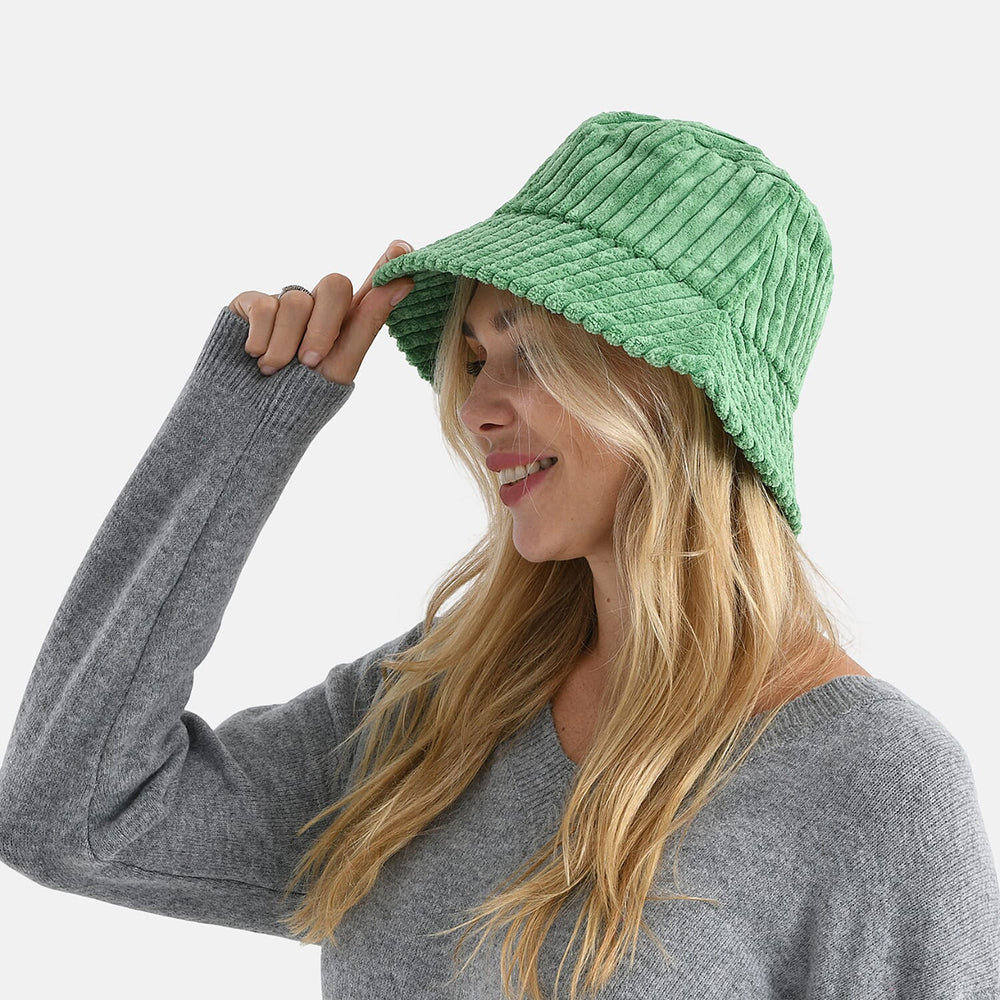 BRAND NEW LAUNCH- Styled By Corduroy Bucket Hat (One Size, 58Cm) - Green