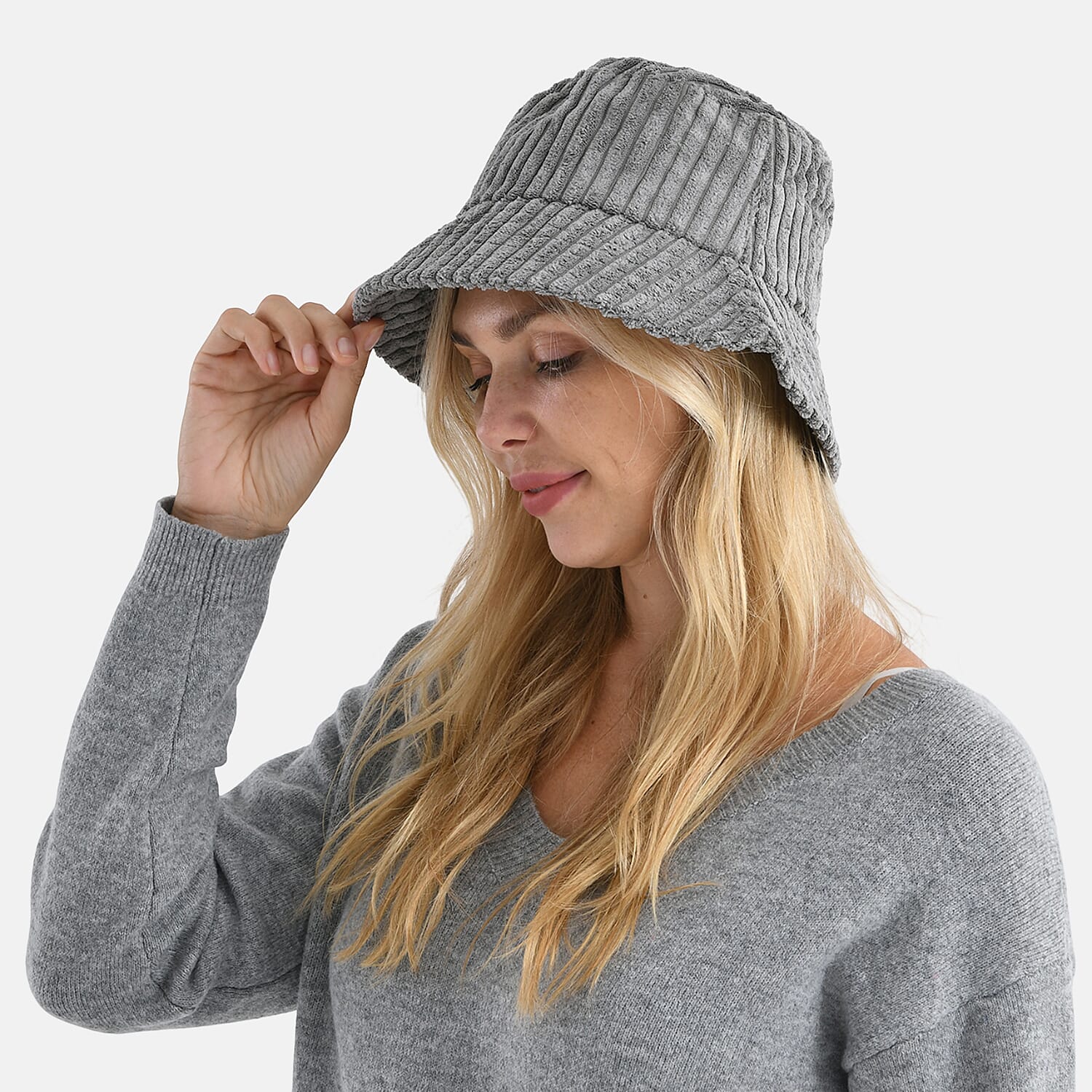 Styled By Corduroy Bucket Hat (One Size, 58Cm) - Grey
