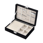 Velvet Patterned Jewellery Box with Six-Piece manicure set (Size 16x12x4 cm) - Black