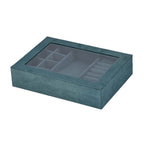 Velvet Solid Colour Jewellery Box with Transparent Window (Size 20x15x5 cm) - Dark Aquamarine
