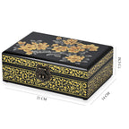Patterned Jewellery Box (Size 21x14x7 cm) - Black & Black